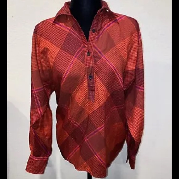 Vintage Ted Lapidus Plaid Blouse 38 - Picture 1 of 7